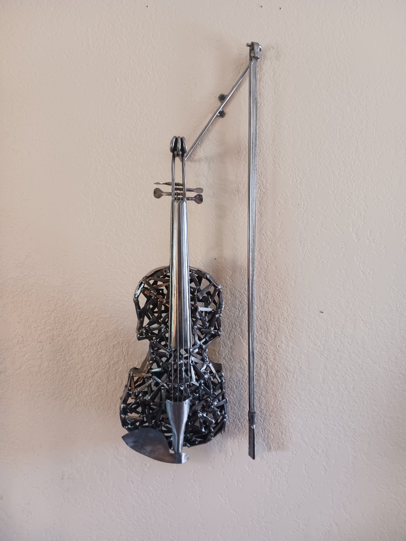 Musical Custom welded metal musical instrument sculpture by Corey Ellis