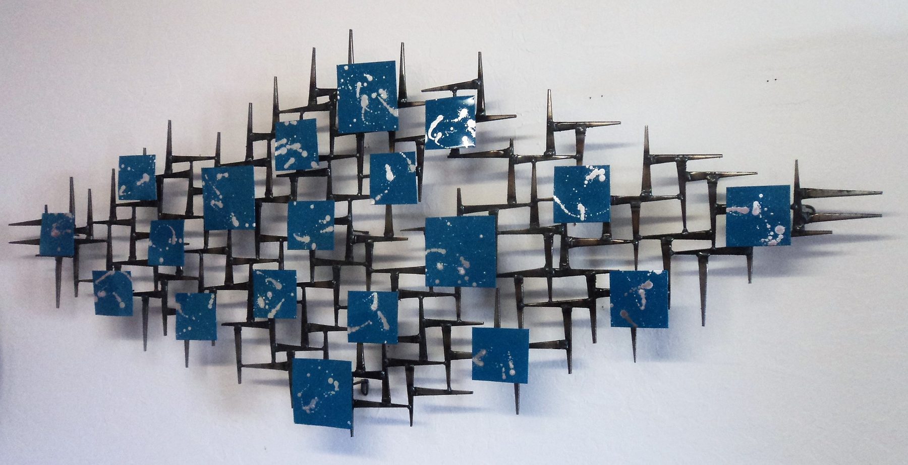 Modern Silver Rain - modern stainless steel wall sculpture by Corey Ellis