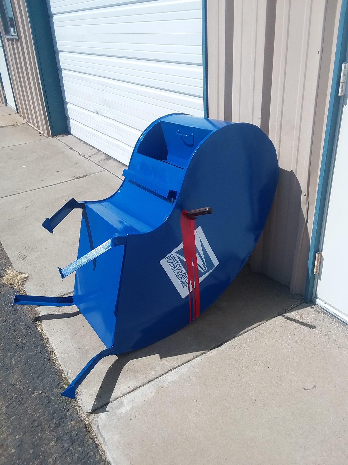 Pop art welded metal sculpture in bold enamel color